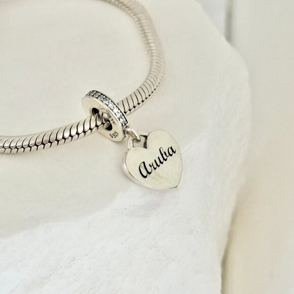 Pandora Aruba Love Pink Heart Dangle S925 Silver Charm - Picture 2 of 4